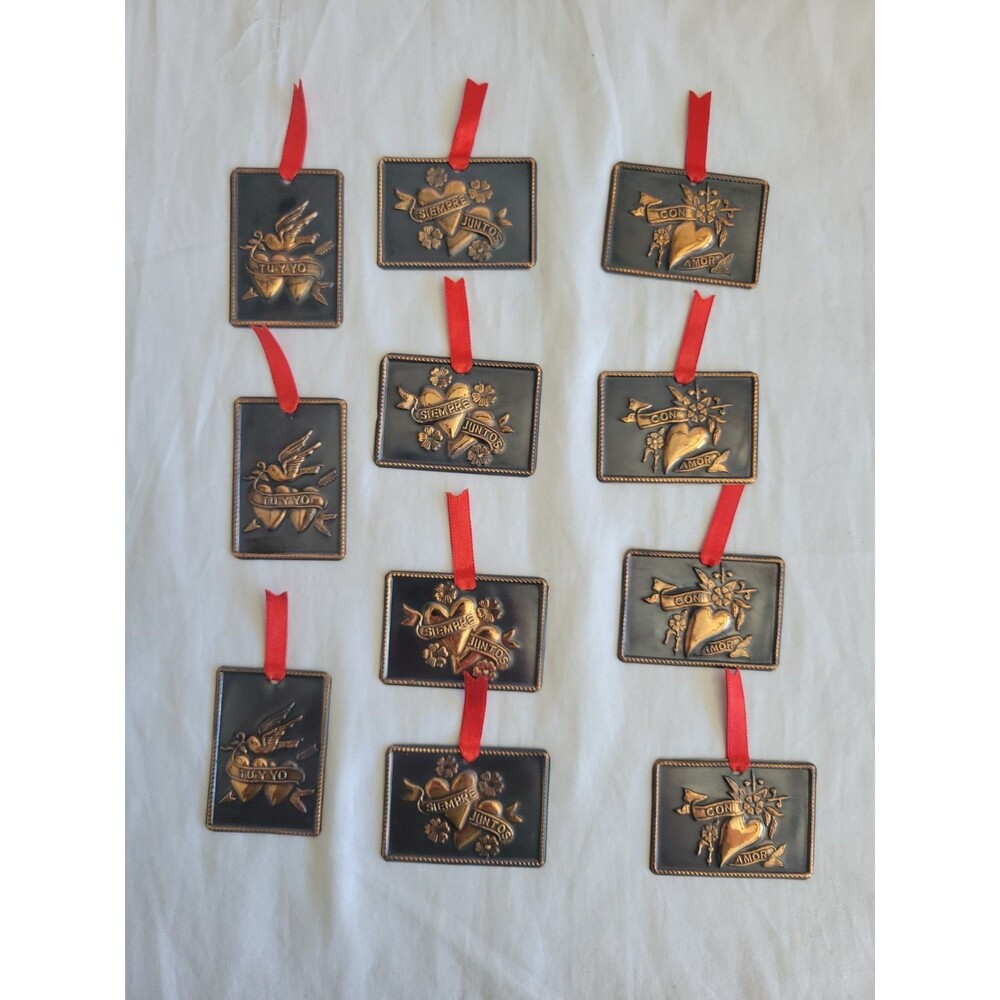Peruvian Milagros Sacred Heart Ex Voto Ornament Plaques Lot 11 Folk Art Peru